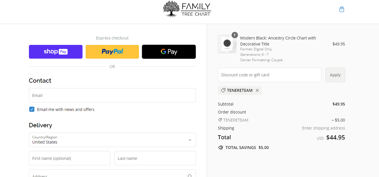 Family Tree Chart apply coupon code